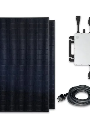 Gratis Versand Solar-Haus Balkonkraftwerk 800 Watt 2x Trina Solar 440W Full Black Bifacial Glas-Glas Plug & Play inkl. Anschlusskabel