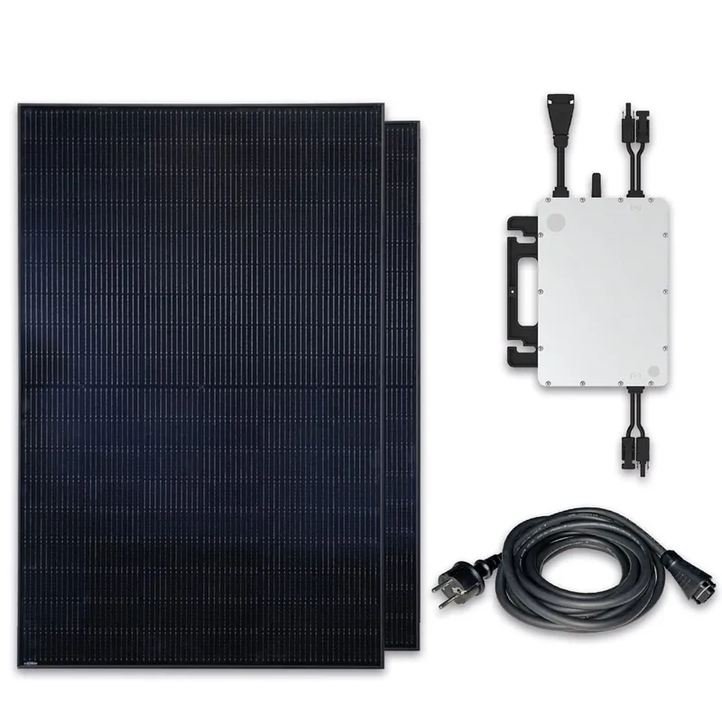 Gratis Versand Solar-Haus Balkonkraftwerk 800 Watt 2x Trina Solar 440W Full Black Bifacial Glas-Glas Plug & Play inkl. Anschlusskabel