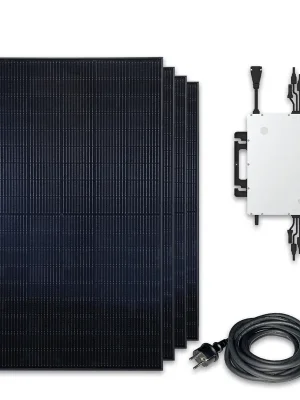 Ausverkauf Solar-Haus Balkonkraftwerk 1800 Watt 4x JASolar 450W Full Black Plug & Play inkl. Anschlusskabel und Schrägdach-Halterung