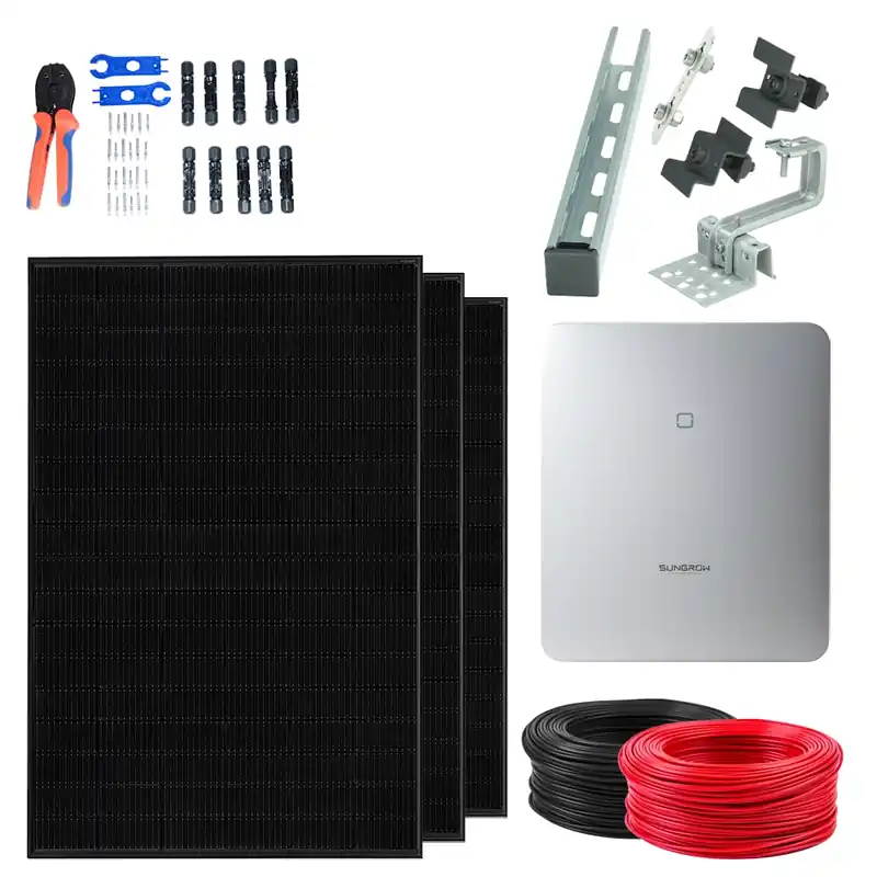 Mega-Angebot Sungrow SG6.0RT | 14x 435W Trina Vertex S+ Full Black | 14x Unterkonstruktion | 2x 50 Meter Kabel | MC4 Stecker-Set | Crimpzange