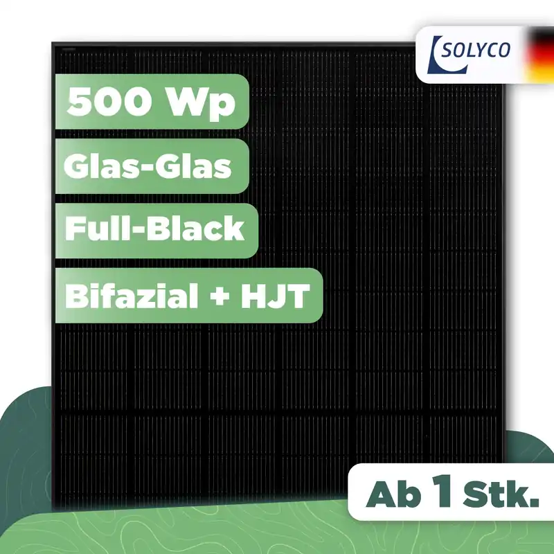 Preisknaller Solyco Pro R-BG 108h.5 / 500 Wp500 Wp Glas-Glas Fullblack-Modul - 1 Stk (Einzelmodul)