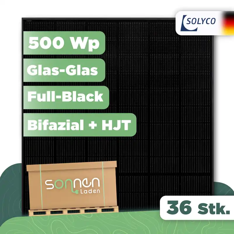Solyco Pro R-BG 108h.5 / 500 Wp500 Wp Glas-Glas Fullblack-Modul - 36 Stk (Palette) Meistverkauft