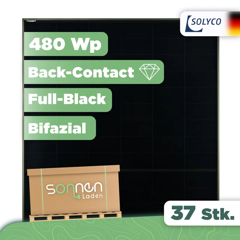Must-Have Solyco R-BG 108nBC.6 / 480 Wp480 Wp Glas-Glas Fullblack-Modul 37 Stk (Palette)