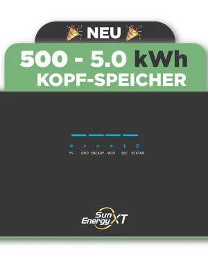SunEnergyXT 5005 kWh Balkonkraftwerk Speicher mit 800W Wechselrichter, 4 MPPT & Notstromfunktion (LFP, erweiterbar auf 30 kWh) Begrenztes Angebot