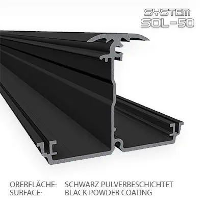 Neu SOL-50 L-Horizontalprofil 4m schwarz Premium