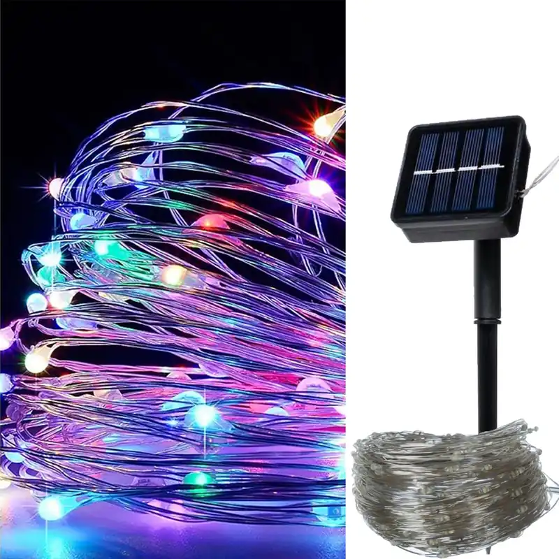 Billig Solar Lichterkette 100 Mikro-LED Multicolor 10m Länge