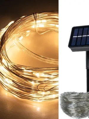 Solar Lichterkette 150 Mikro-LED warmweiß 15m Länge Angebot