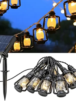 Solar Lichterkette mit 30 LED-Laternen warmweiß Schnäppchen