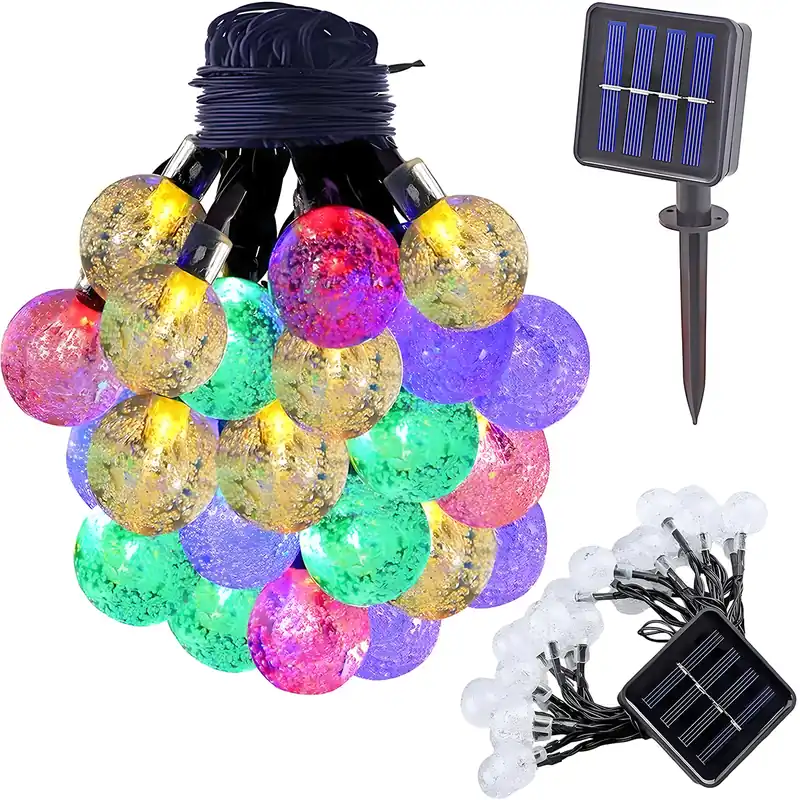 Solar LED Lichterkette 450cm, 20 Multicolor LED Kugeln, 8 Leuchtmodi Neue Ware