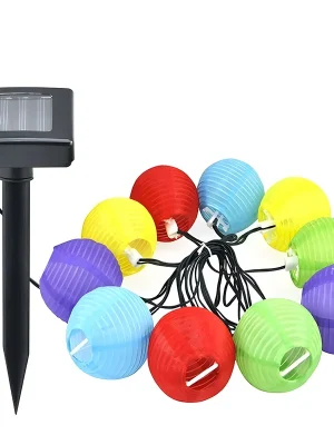 Solar Lichterkette 10 farbige LED Lampions Schneller Versand