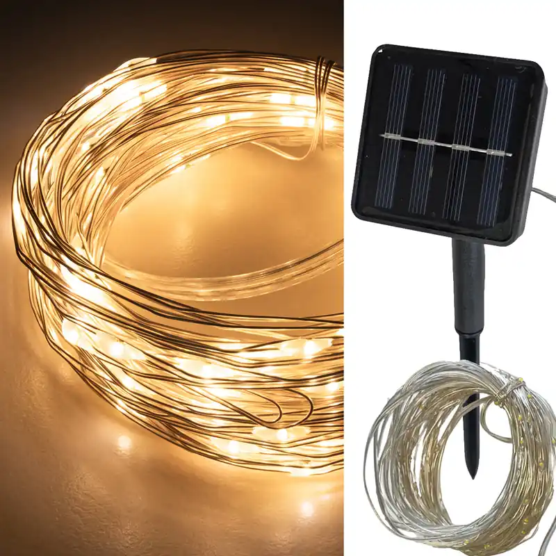 Aktuell Solar Lichterkette 100 Mikro-LED 10m Länge