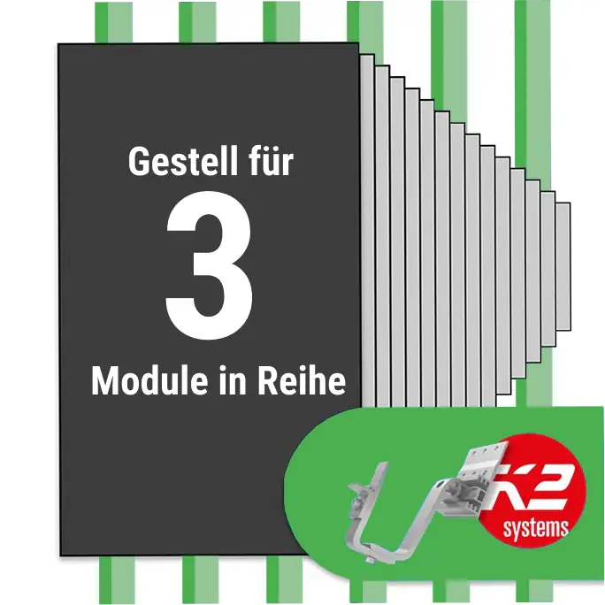 K2 Montage Paket Ziegeldach: 1 Reihe x 3 Module (K2 4S: Jeder Sparren) Jetzt Bestellen