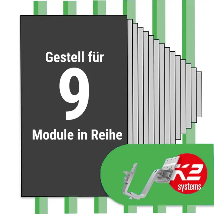 K2 Montage Paket Ziegeldach: 1 Reihe x 9 Module (K2 4S: Jeder Sparren) Schnäppchen