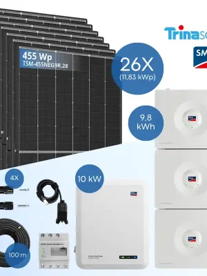 PV-Komplettset 12 kWp - 26x Trina 455 Wp + SMA Sunny Tripower 10.0 SE + Home Storage 9.8 Billig