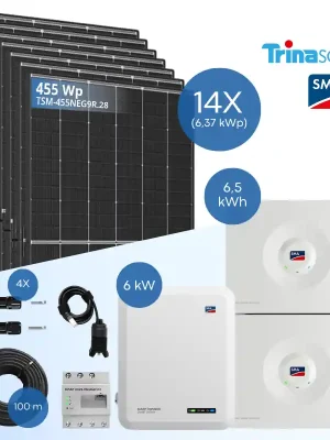 Günstig PV-Komplettset 6 kWp - 14x Trina 455 Wp + SMA Sunny Tripower 6.0 SE + Home Storage 6.5