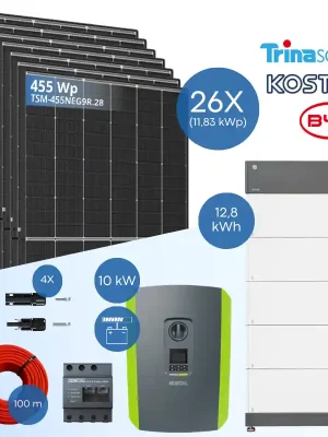 PV-Komplettset 12 kWp - 26x Trina 455 Wp + Kostal PLENTICORE plus G2 10 + BYD B-Box HVS 12.8 Markenware