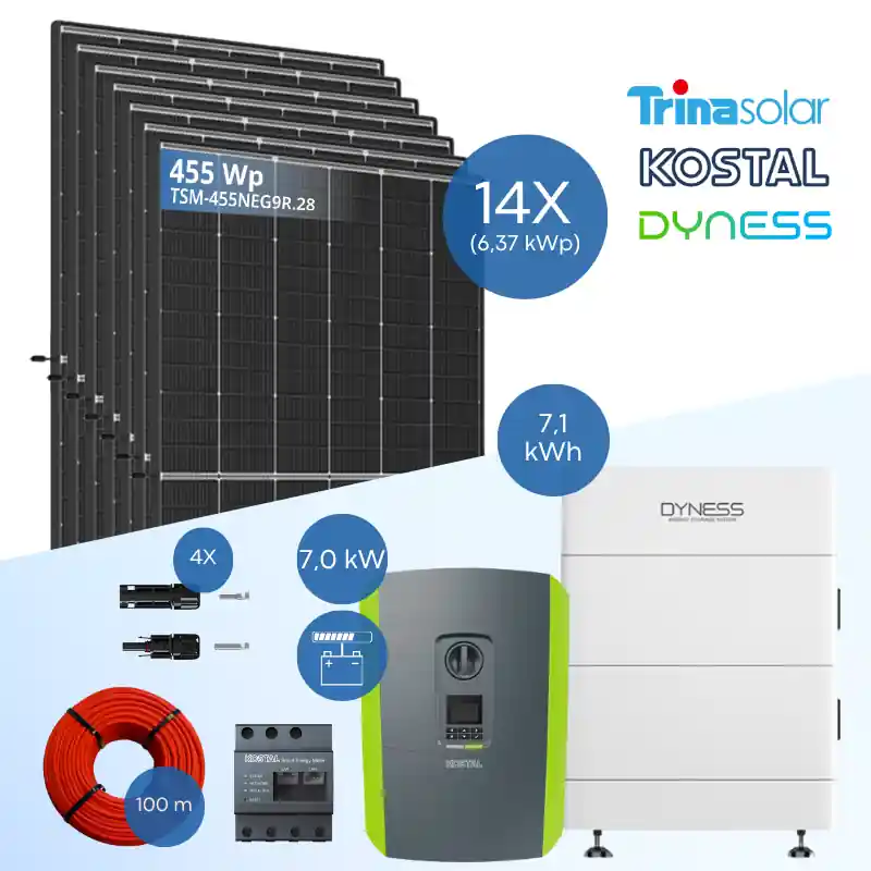 Sofort Bestellen PV-Komplettset 12 kWp - 26x Trina 455 Wp + Kostal PLENTICORE plus G2 10 + Dyness Tower 2.0 T10