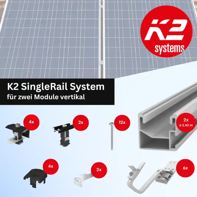 Kracherpreis Schrägdach Montageset für 2 Module vertikal, Balkonkraftwerk