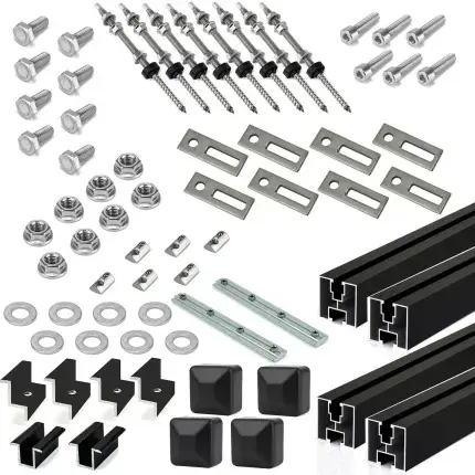 Markenprodukt Unterkonstruktion Bitumen / Schindeln für 2 PV Module Schwarz