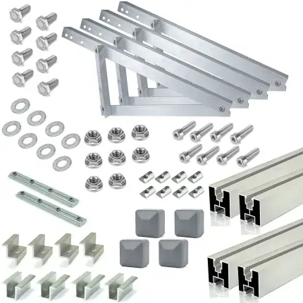 Expressversand PV Wandhalterung Silber für 3 Module - verstellbar