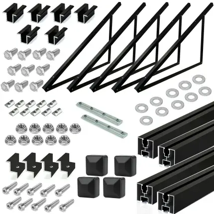 Beliebt PV Wand Set Schwarz für 4 Module - verstellbar