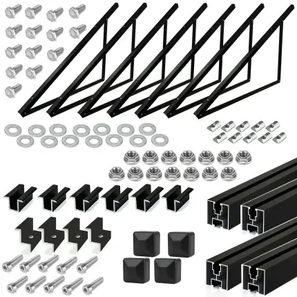 Wochenendangebot PV Wand-Set Quer Schwarz für 4 Module - verstellbar