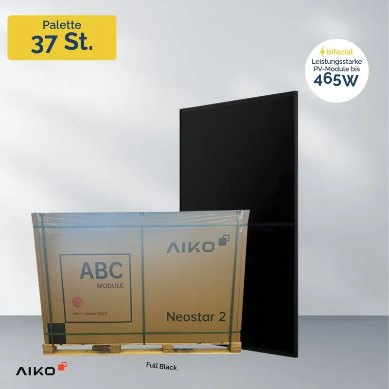 Aiko Neostar 2S+ 465W Glas-Glas AIKO-A-MAH54Db Full Black PV Modul | Palette Echt