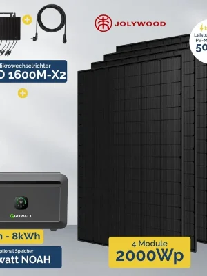 2000 W Balkonkraftwerk mit Speicher – Growatt NEO 1600 & 4x Jolywood 500 W Rabatt