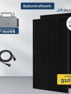 Kracherpreis Balkonkraftwerk 800W mit 2 PV Modul JA Solar und Hoymiles
