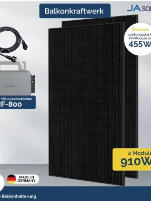 Balkonkraftwerk 800W - Hoymiles und 2x JA Solar Full Black Balkonhalterung Set Kracherpreis