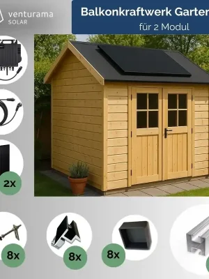 Saisonangebot Balkonkraftwerk 920 W – Growatt und 2x Jolywood Full Black Gartenhaus Set