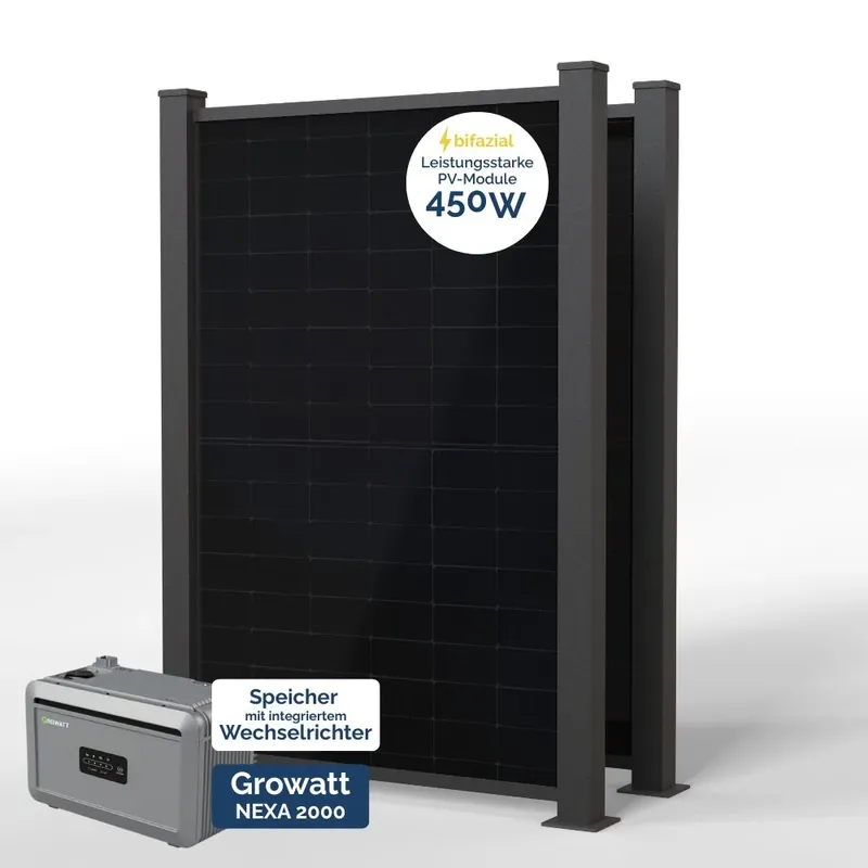 Expressversand PowerPVence Solarzaun 1,85 x 2,5 m mit zwei PV Modulen