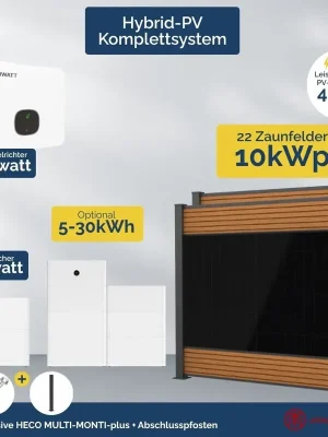FlexPVence Solarzaun Komplettset 10 kWp – Hybrid‑PV mit Growatt APX Speicher Direkt Vom Hersteller