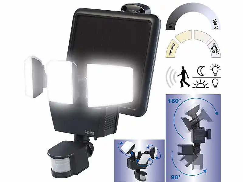 Luminea LED Bewegungsmelder, Solarleuchten mit Bewegungsmelder Knallerangebot