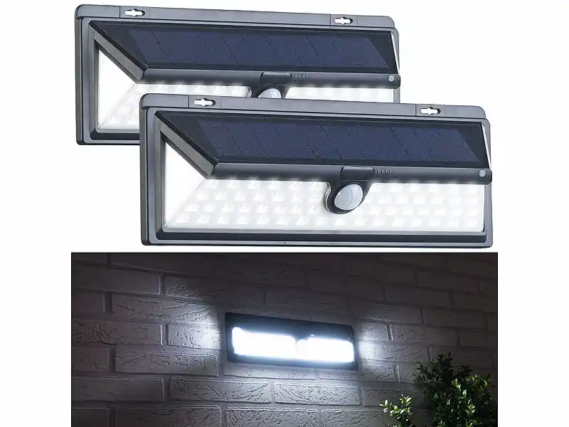 Knallerangebot Luminea Solarleuchten Garagen, LED-Solar-Wandlampen, Außenwandlampen