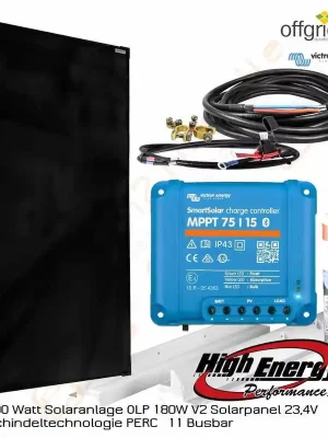 Must-Have Premium 180Wp / 24 Volt Solaranlage mit MPPT Laderegler komplett System 11Busbar / PERC