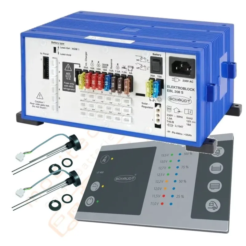 Aktuell Schaudt Elektroblock EBL 208 mit Bedienpanel LT 453 Blei-Säure und Blei-Gel Batterien