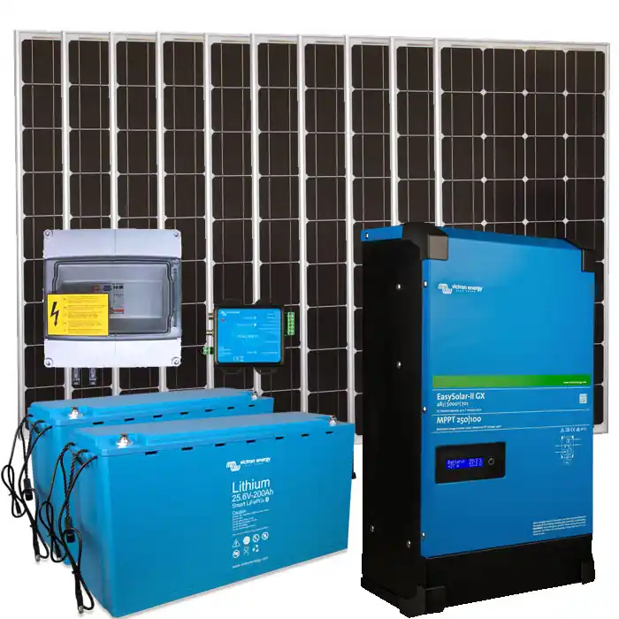Solar Inselanlage AC 5kVA / 2.000Wp / 200Ah LiFePO4 mit 0% MwSt. gemäß §12 Abs. 3 UStG Heißes Angebot