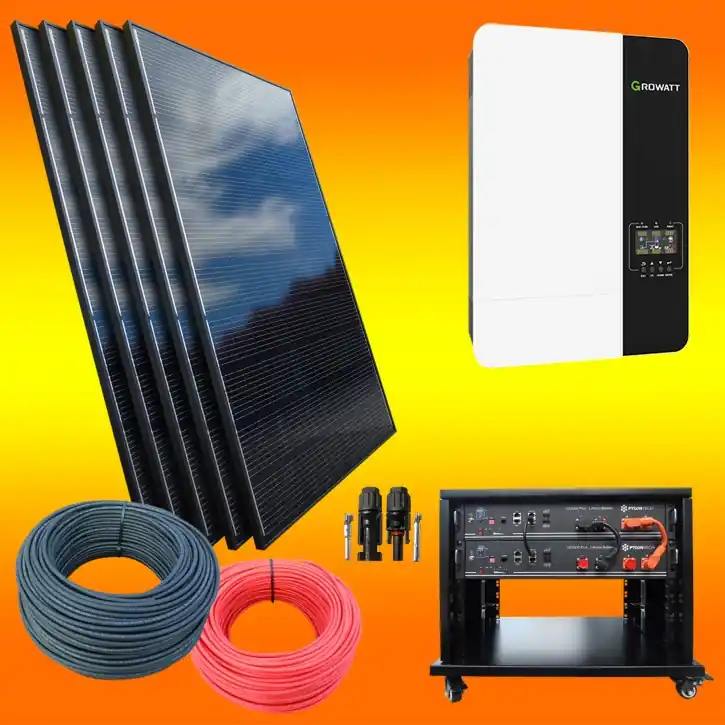 Preisreduziert 3100 Watt Hybrid Solaranlage Komplettsystem ohne Netzeinspeisung mit 4,8 kWh Speicher (0% MwSt.*)