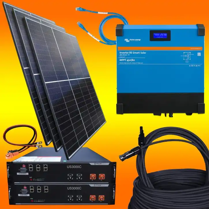 Direktkauf 4000Watt Victron Hybrid Set (0% MwSt.*) Einphasig 7kWh Lithium Speicher ohne Montagematerial