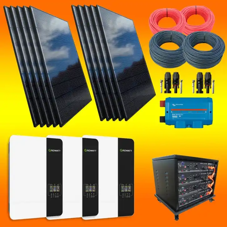 5,4kW Hybrid Solaranlage Komplettsystem ohne Netzeinspeisung mit 9,6 kWh Speicher (0% MwSt.*) Abverkauf