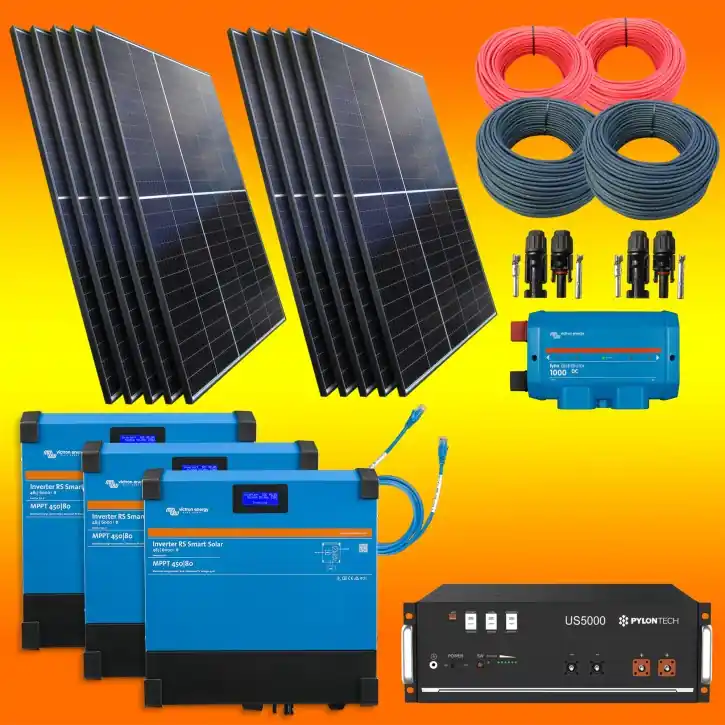 Top-Preis 8000Watt Victron Hybrid Set (0% MwSt.*) Dreiphasig 19,2kWh Lithium Speicher ohne Montagematerial