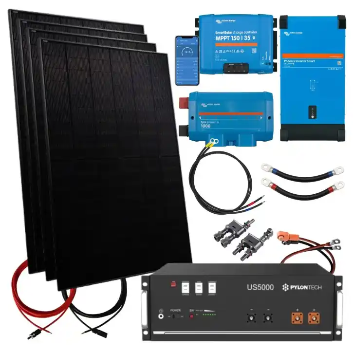 Bestseller 1800W Solar Inselanlage 48V Smart mit 4,8 kWh Batterie 3000W Inverter (0% MwSt.*)