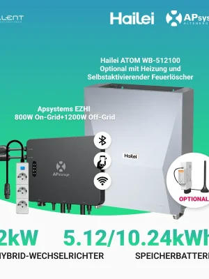 Heißes Angebot APsystems EZHI Balkonkraftwerk – Hybrid & Insel-System mit 5 kWh / 10 kWh Speicher + Wechselrichter, AC 2000W