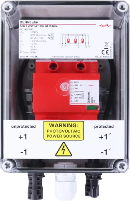 Günstig Dehn 900985 GAK Typ 1+2 im Gehaeuse IP65 fuer PV-Anl. 1MPPT mit 1 String bis 1200V DC