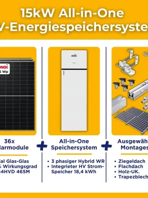 15kW/18.4kWh Afore All in One PV-Anlage autarkes Komplettset | High Voltage Energiespeichersystem | Montagesets und Zubehör Bestpreis