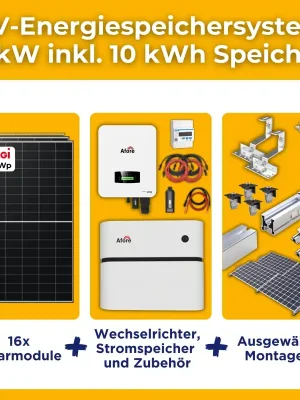 6kW/10kWh PV-Energiespeichersystem autarkes Komplettset | Haushalt/Notstromfähige PV-Anlage | Montagesets und Zubehör | optional mit Heizfunktion Abverkauf