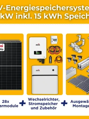 12kW/15kWh PV-Energiespeichersystem autarkes Komplettset | Haushalt/Notstromfähige PV-Anlage | Montagesets und Zubehör | optional mit Heizfunktion Gratis Versand
