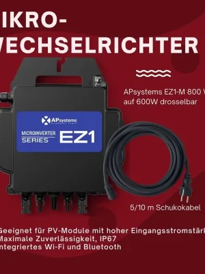 Neu APsystems Mikrowechselrichter 800 Watt EZ1-M für Balkonkraftwerk-drosselbar auf 600 Watt