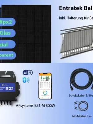 Entratek Balkony|Balkonkraftwerk 800W/910Wp Komplettset|EZ1-M&Jolywood 455Wp Top-Angebot